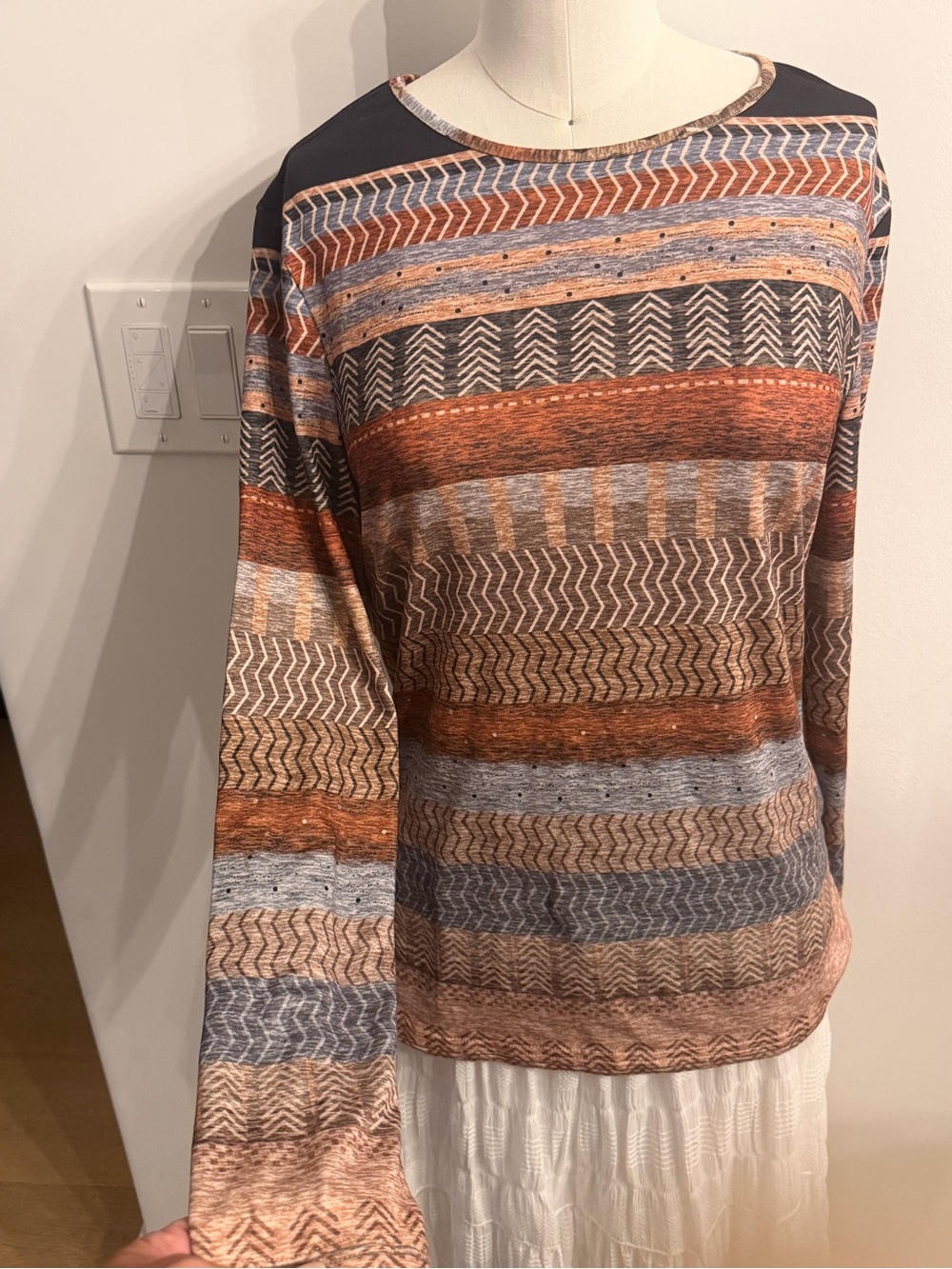 Light Gray Polyester Top with Care Tag